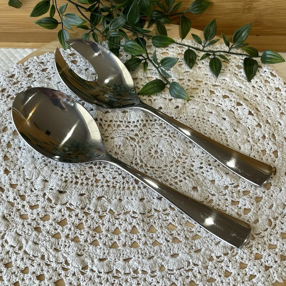 Mikasa Serena 2 Piece Salad Serving Set Forged Stainless Steel 18/0 Spoon Fork